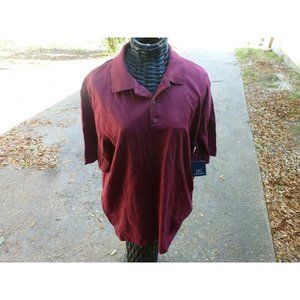 George Men's Short Sleeve Solid Jersey Polo Maroon Large (42-44)